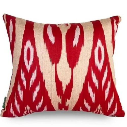 Handcrafted Margilan Pure Silk Ikat Decorative Pillow / Cushion Cover