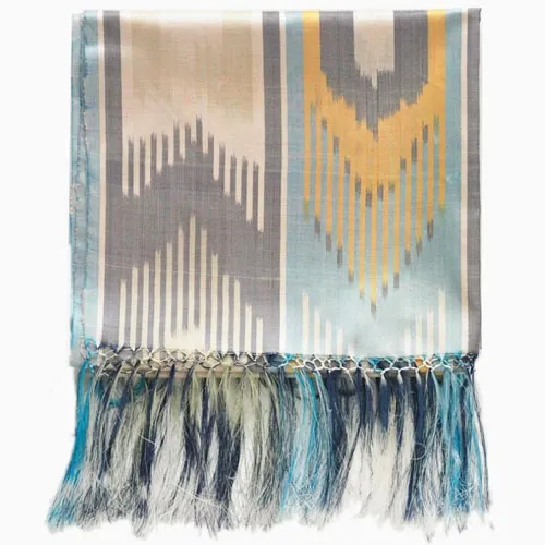 Marg‘ilon 100% Tabiiy Ipak Ikat Sharfi – Uzbek Alive